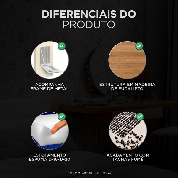 Imagem de Cabeceira Cama Box Casal Adelle 140cm Com Frame Linho Preto - Abmaza