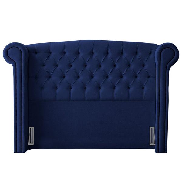 Imagem de Cabeceira Cama Box Casal Adelle 140cm Com Frame Veludo Azul Escuro - Abmaza