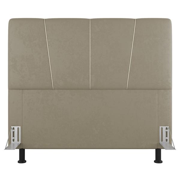 Imagem de Cabeceira Cama Box Casal Amber 140cm Estofada Suede Bege - Desk Design