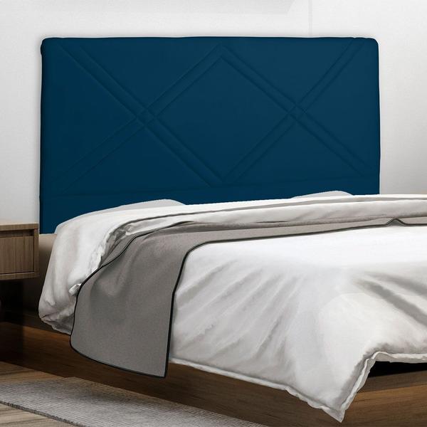 Imagem de Cabeceira Cama Box Casal Caribe 140 Cm Suede Azul Marinho  - MV Estofados Shop