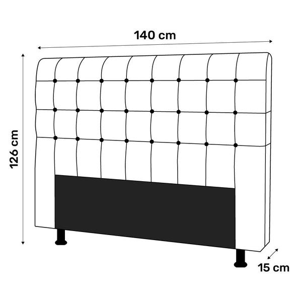 Imagem de Cabeceira Cama Box Casal Ciara 140cm Botonê com Frame Sintético Bege - Abmaza