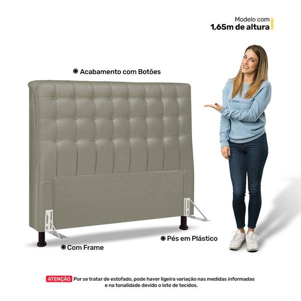 Imagem de Cabeceira Cama Box Casal Ciara 140cm Botonê com Frame Suede Bege - Abmaza