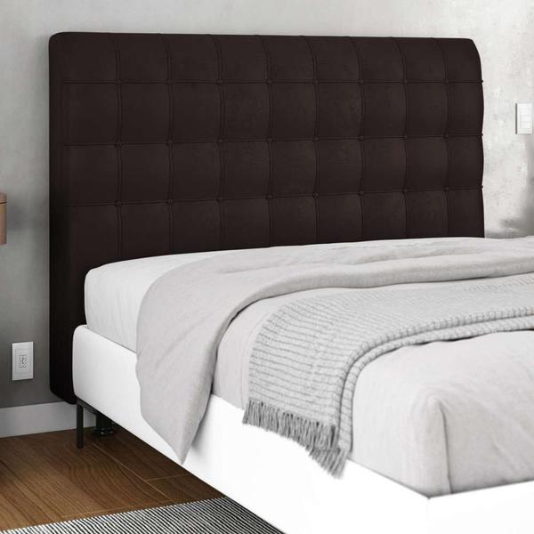 Imagem de Cabeceira Cama Box Casal Ciara 140cm Botonê com Frame Suede Marrom - Abmaza