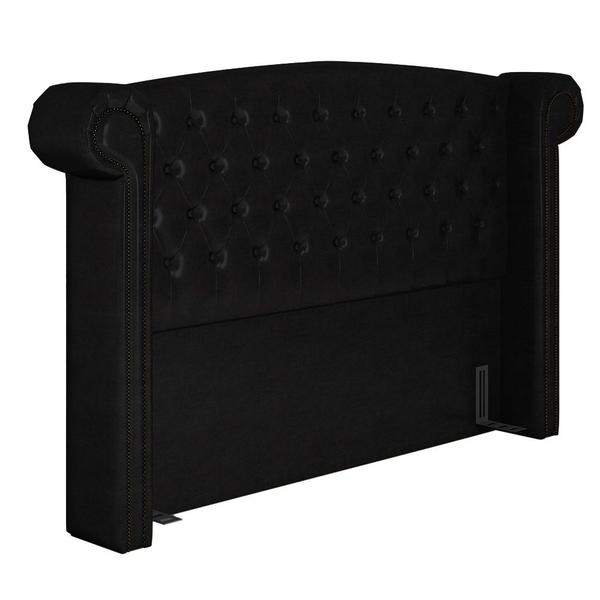 Imagem de Cabeceira Cama Box Casal com Tachas 140 cm P05 ofia material sintético Preto - Lyam Decor