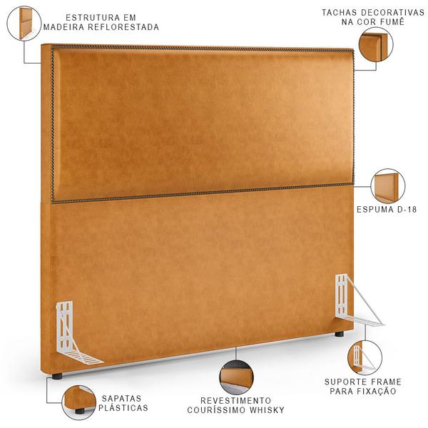 Imagem de Cabeceira Cama Box Casal Com Tachas 140 cm Vicenza L02 material sintético Whisky - Lyam Decor