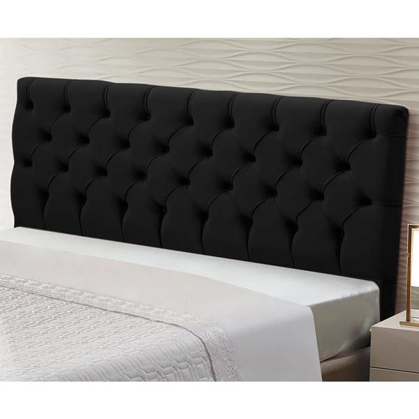 Imagem de Cabeceira Cama Box Casal Cristal 140cm Suede Preto - Desk Design