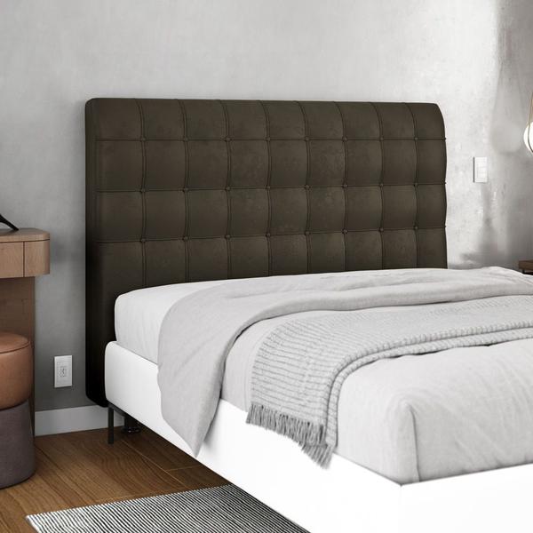 Imagem de Cabeceira Cama Box Casal Dahlia 140cm Com Frame Suede Marrom - Abmaza