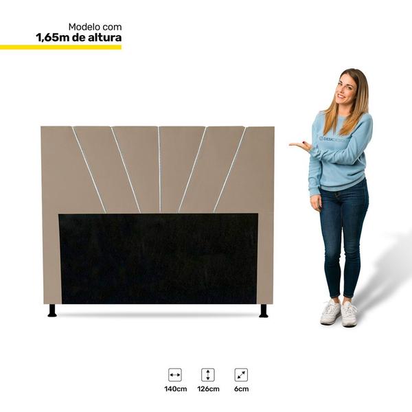 Imagem de Cabeceira Cama Box Casal Dallas 140cm Suede Bege - Abmaza