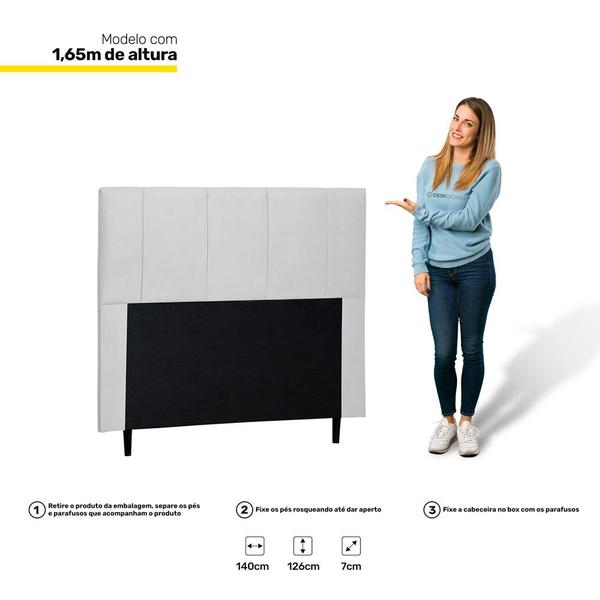 Imagem de Cabeceira Cama Box Casal Donna 140cm Corano Branco - Desk Design