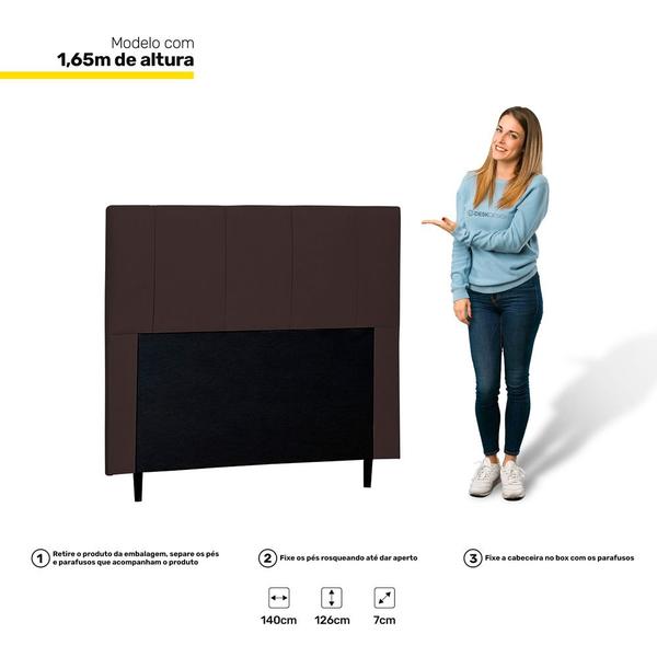 Imagem de Cabeceira Cama Box Casal Donna 140cm Corano Marrom - Desk Design