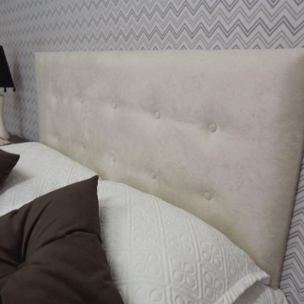 Imagem de Cabeceira Cama Box Casal Durasi 10 Suede Bege Almofadado 140 X 60 RBL