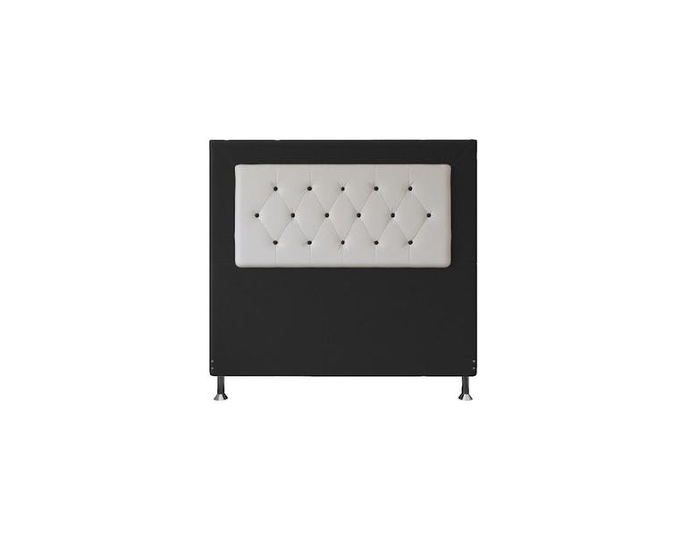 Imagem de Cabeceira Cama Box Casal Estofada Bela 140 cm Suede Preto Revestimento Sintético Branco