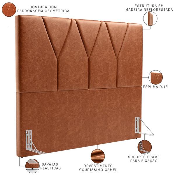 Imagem de Cabeceira Cama Box Casal King 195 cm Aurora W01 material sintético Camel - Lyam Decor