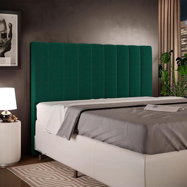 Imagem de Cabeceira Cama Box Casal King 195 cm Dália W01 Bouclê Verde - Lyam Decor