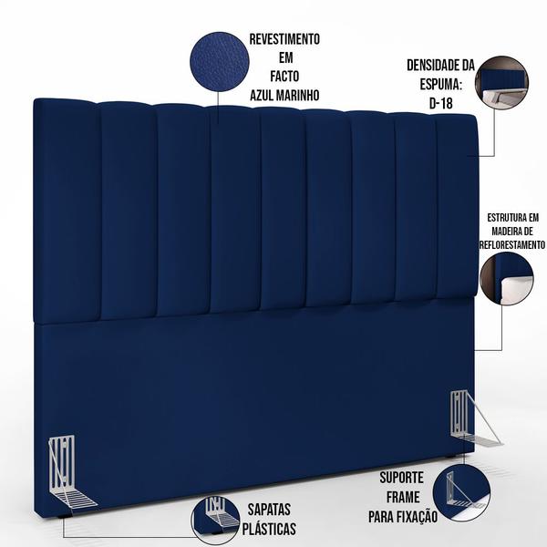 Imagem de Cabeceira Cama Box Casal King 195 cm Dália W01 Facto Azul Marinho - Lyam Decor