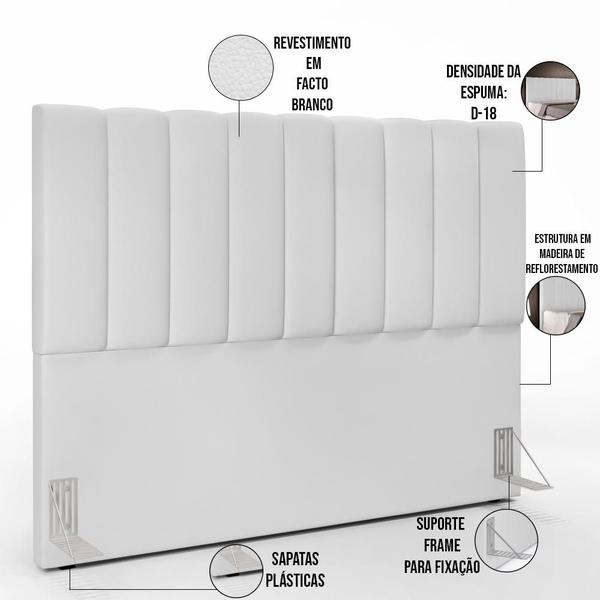 Imagem de Cabeceira Cama Box Casal King 195 cm Dália W01 Facto Branco - Lyam Decor