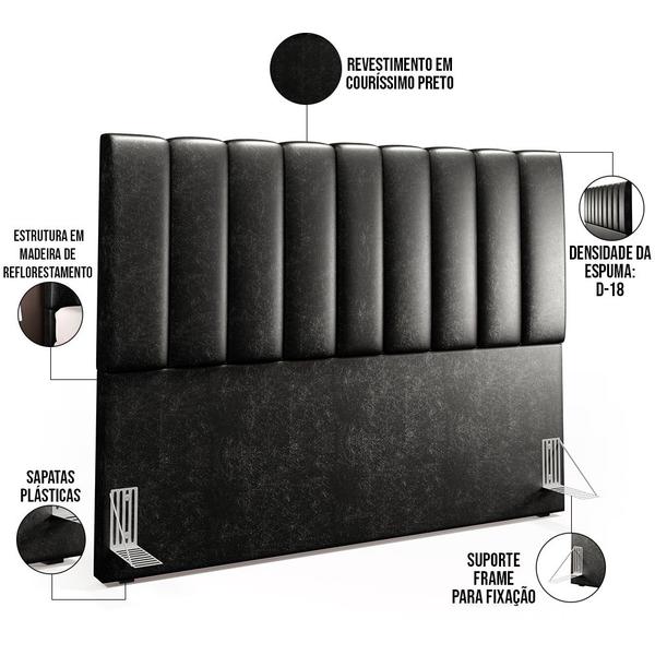 Imagem de Cabeceira Cama Box Casal King 195 cm Dália W01 material sintético Preto - Lyam Decor