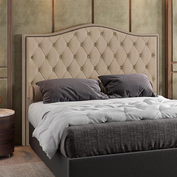 Imagem de Cabeceira Cama Box Casal King 195 cm P05 Grécia Veludo Bege - Lyam decor