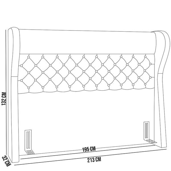 Imagem de Cabeceira Cama Box Casal King 195 cm P05 Madrid Linho Cinza Escuro - Lyam Decor