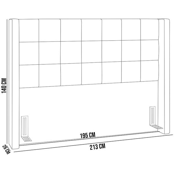 Imagem de Cabeceira Cama Box Casal King 195 cm P05 Paris Linho Cinza Escuro - Lyam Decor