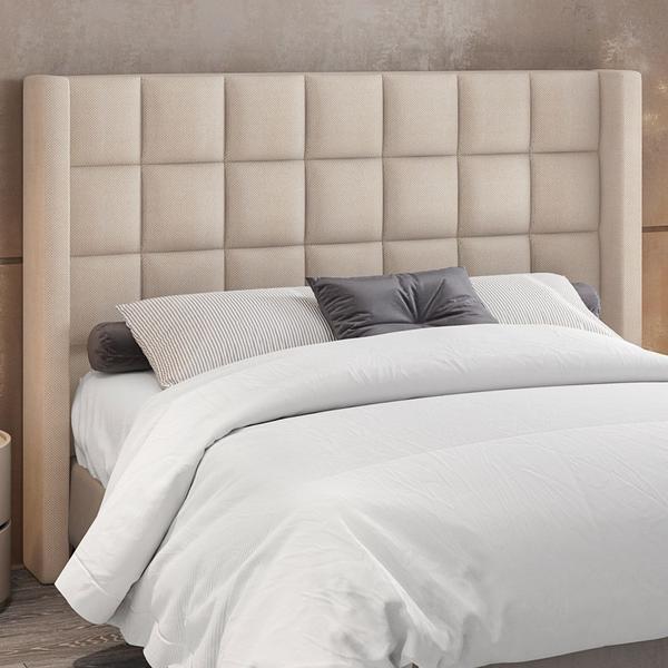 Imagem de Cabeceira Cama Box Casal King 195 cm P05 Paris Linho Creme - Lyam Decor