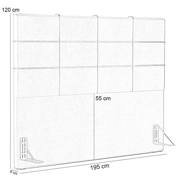 Imagem de Cabeceira Cama Box Casal King 195 cm Roma W01 Linho Chumbo - Lyam