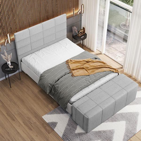 Imagem de Cabeceira Cama Box Casal King 195 cm Roma W01 Linho Cinza - Lyam