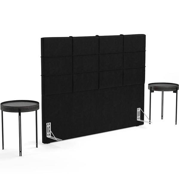 Imagem de Cabeceira Cama Box Casal King 195 cm Roma W01 material sintético Preto - Lyam