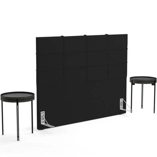 Imagem de Cabeceira Cama Box Casal King 195 cm Roma W01 Suede Preto - Lyam