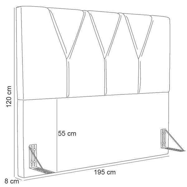 Imagem de Cabeceira Cama Box Casal King 195cm Aura Linho W01 Champanhe - Mpozenato