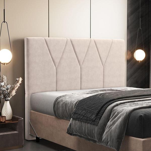 Imagem de Cabeceira Cama Box Casal King 195cm Aura Suede W01 Bege - Mpozenato