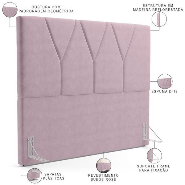 Imagem de Cabeceira Cama Box Casal King 195cm Aura Suede W01 Rosê - Mpozenato