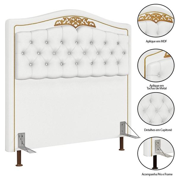 Imagem de Cabeceira Cama Box Casal King 195cm Com Calçadeira Baú Imperial J02 Corano Branco - Mpozenato