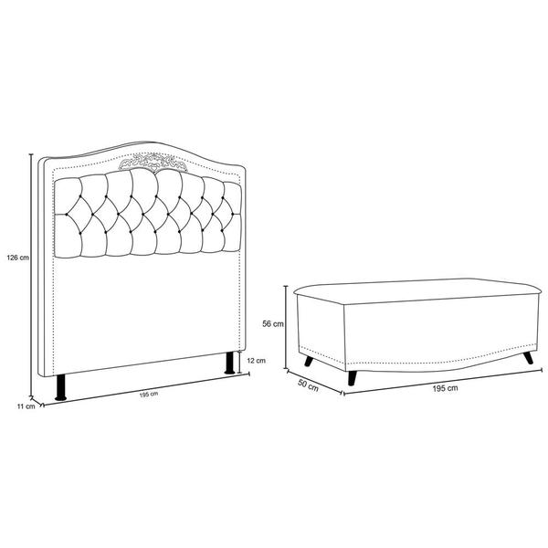 Imagem de Cabeceira Cama Box Casal King 195cm Com Calçadeira Baú Imperial Veludo J02 Chocolate - Mpozenato