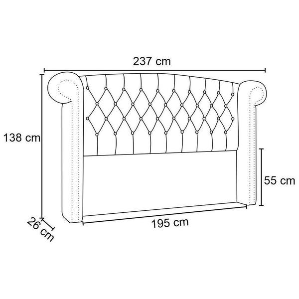 Imagem de Cabeceira Cama Box Casal King 195cm Provença Com Calçadeira Vêneto P02 Linho Bege Cru