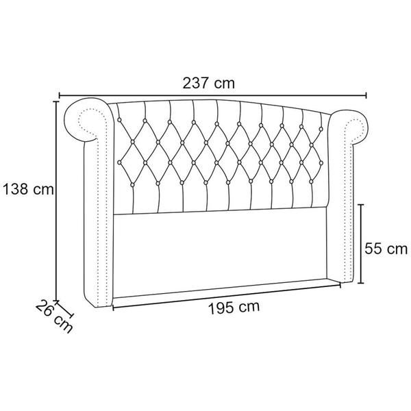 Imagem de Cabeceira Cama Box Casal King 195cm Provença com Calçadeira Vêneto P02 Veludo Chumbo - Mpozenato