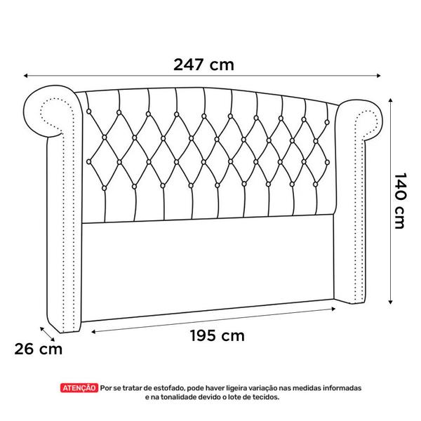 Imagem de Cabeceira Cama Box Casal King Size Adelle 195cm Com Frame Linho Preto - Abmaza