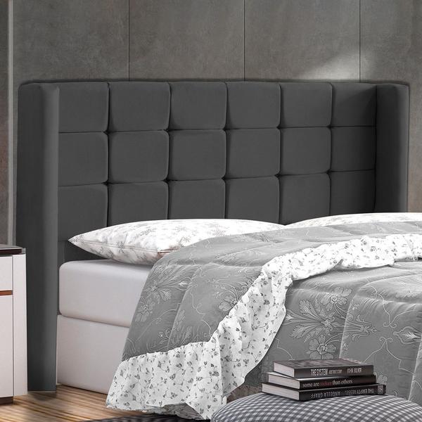 Imagem de Cabeceira Cama Box Casal King Size Gioconda 195cm Com Frame Suede Cinza - Abmaza