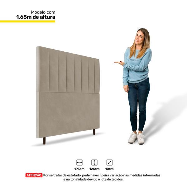 Imagem de Cabeceira Cama Box Casal King Size Itália 193cm Suede Bege - Desk Design