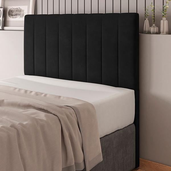 Imagem de Cabeceira Cama Box Casal King Size Ivana 193cm Veludo Preto - Abmaza