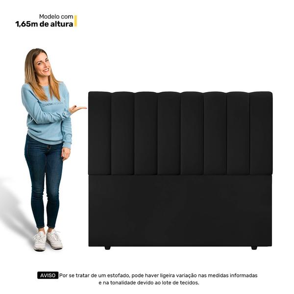 Imagem de Cabeceira Cama Box Casal King Size Kharla 193cm Veludo Preto - Desk Design