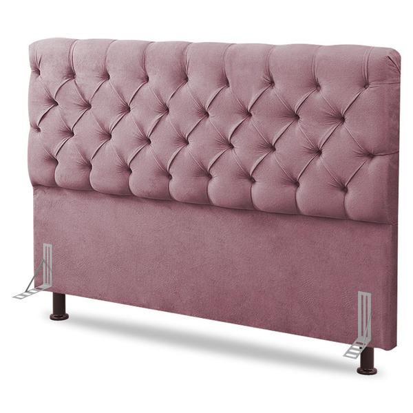 Imagem de Cabeceira Cama Box Casal King Size Lylla 195cm Capitonê com Frame Veludo Rosê - Desk Design