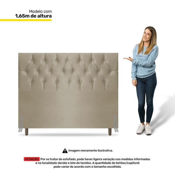 Imagem de Cabeceira Cama Box Casal King Size Madrid 195cm Suede Bege - Desk Design