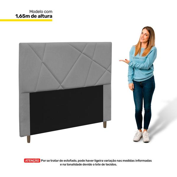 Imagem de Cabeceira Cama Box Casal King Size Mali 195cm Veludo Cinza - Desk Design