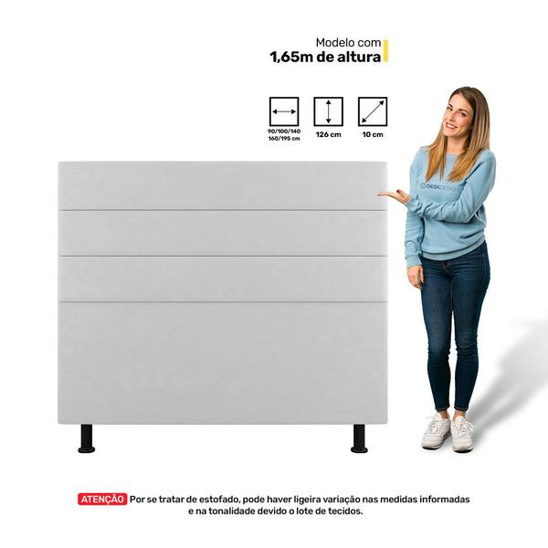 Imagem de Cabeceira Cama Box Casal King Size Malik 195cm Sintético Branco - Desk Design