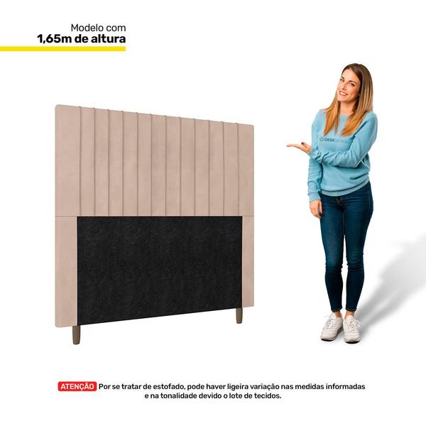 Imagem de Cabeceira Cama Box Casal King Size Nala 195cm Suede Bege - Abmaza