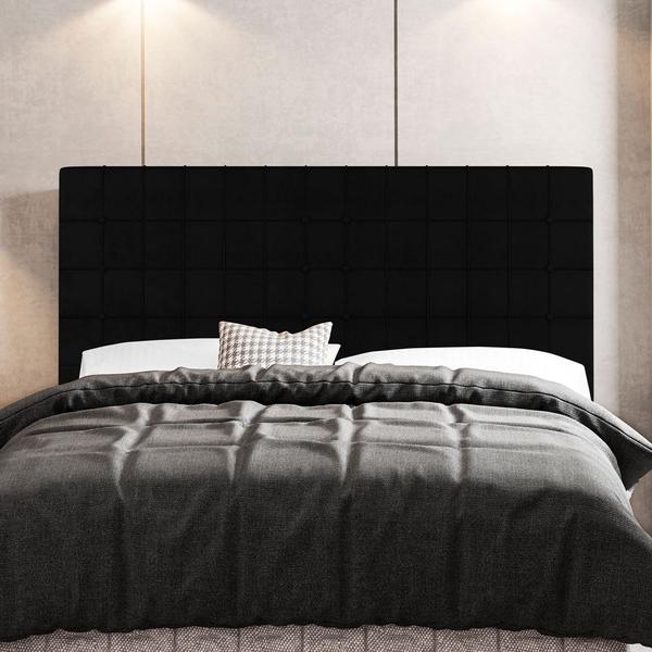 Imagem de Cabeceira Cama Box Casal King Size Parisis 195cm Suede Preto - Desk Design