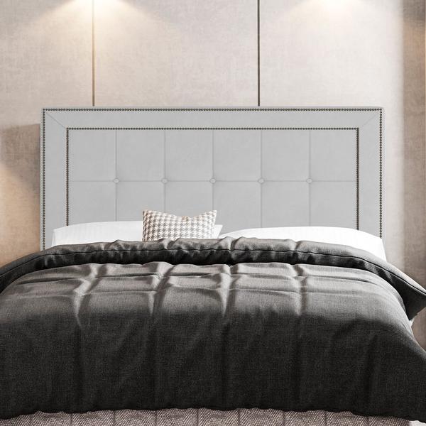 Imagem de Cabeceira Cama Box Casal Luxor 140cm com Tachas e Frame Corano Branco - Abmaza