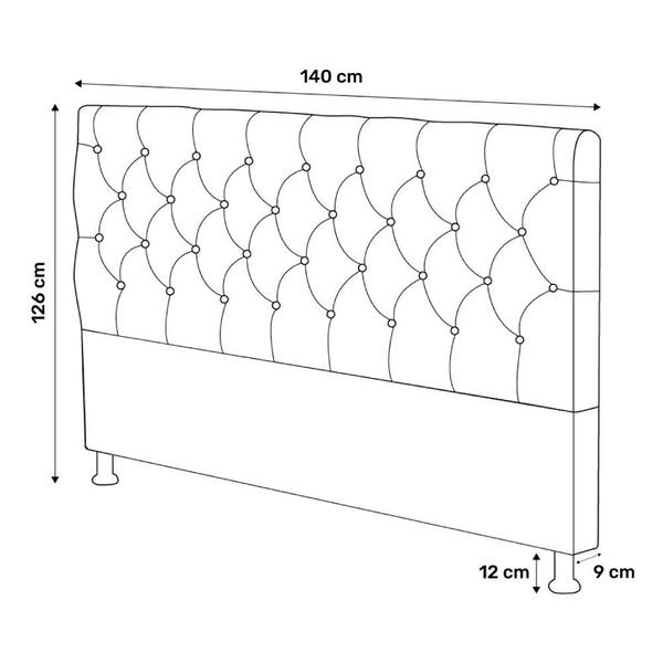 Imagem de Cabeceira Cama Box Casal Lylla 140cm Capitonê com Frame Linho Cacau - Desk Design