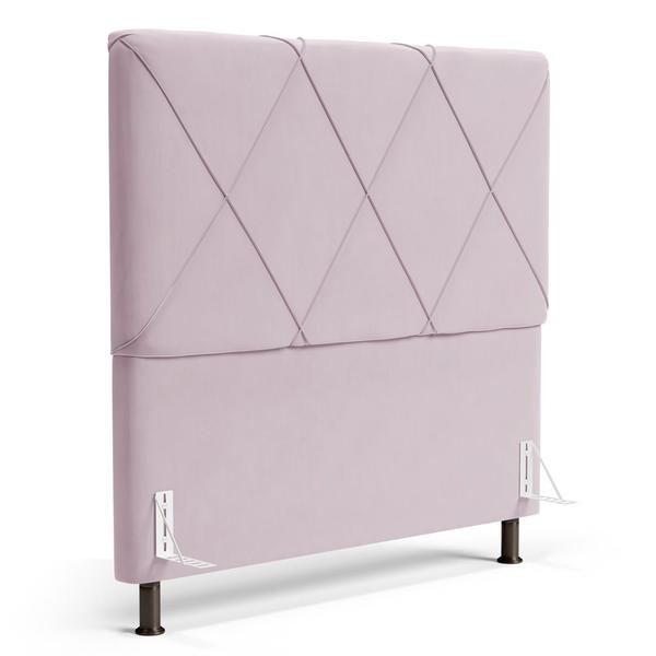 Imagem de Cabeceira Cama Box Casal Mel 140cm com Frame Suede Rosa Bebê - Desk Design